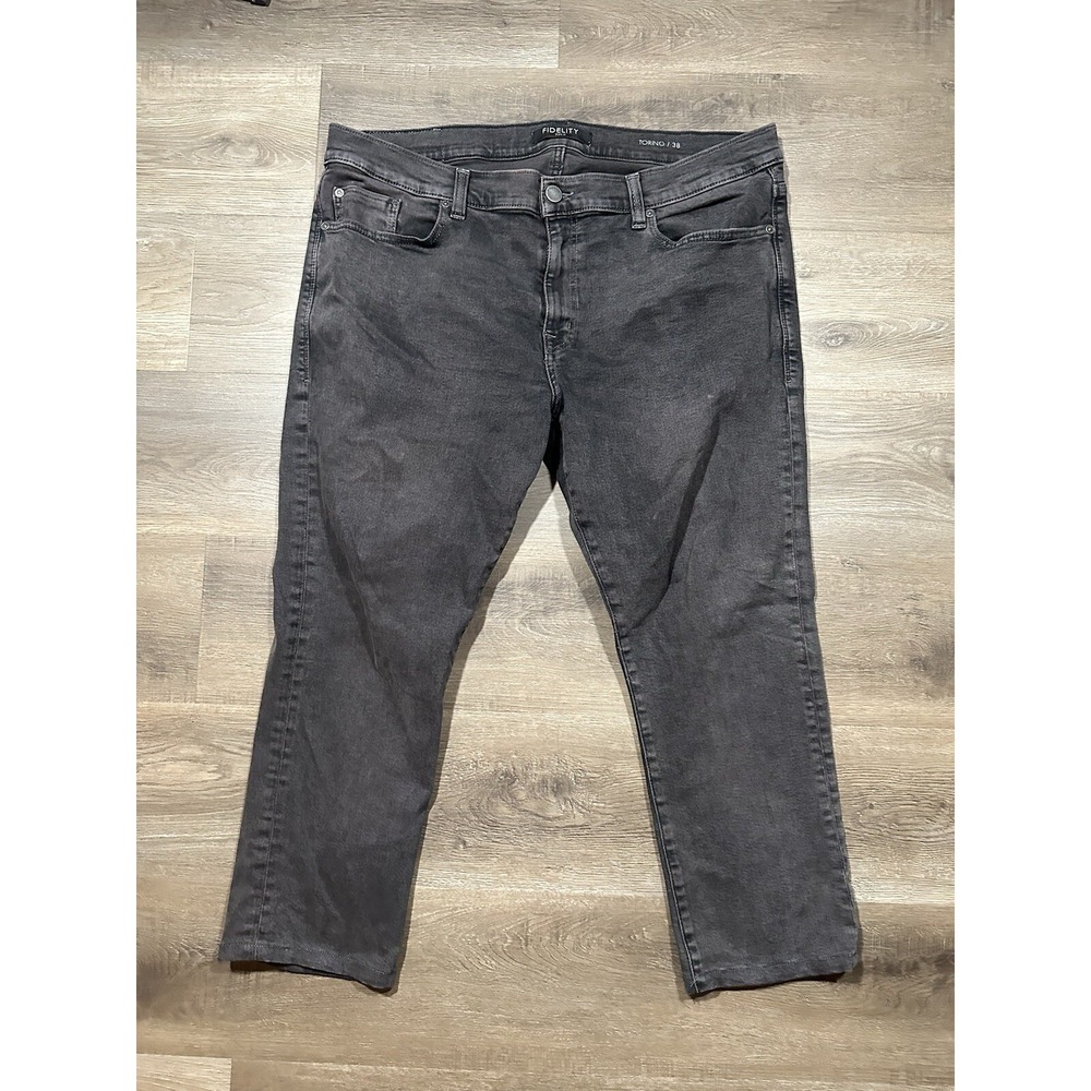 Fidelity Torino Jeans Mens 38 Black Denim Slim Fit Dark Wash Casual Preppy